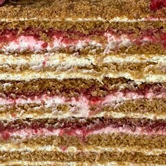Cross-section of the raspberry pistachio honey cake